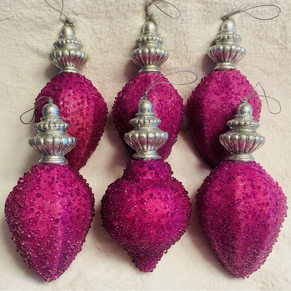 Large Ornaments 7” with Silver Attached Strings Big Bold and Ready For Your Tree